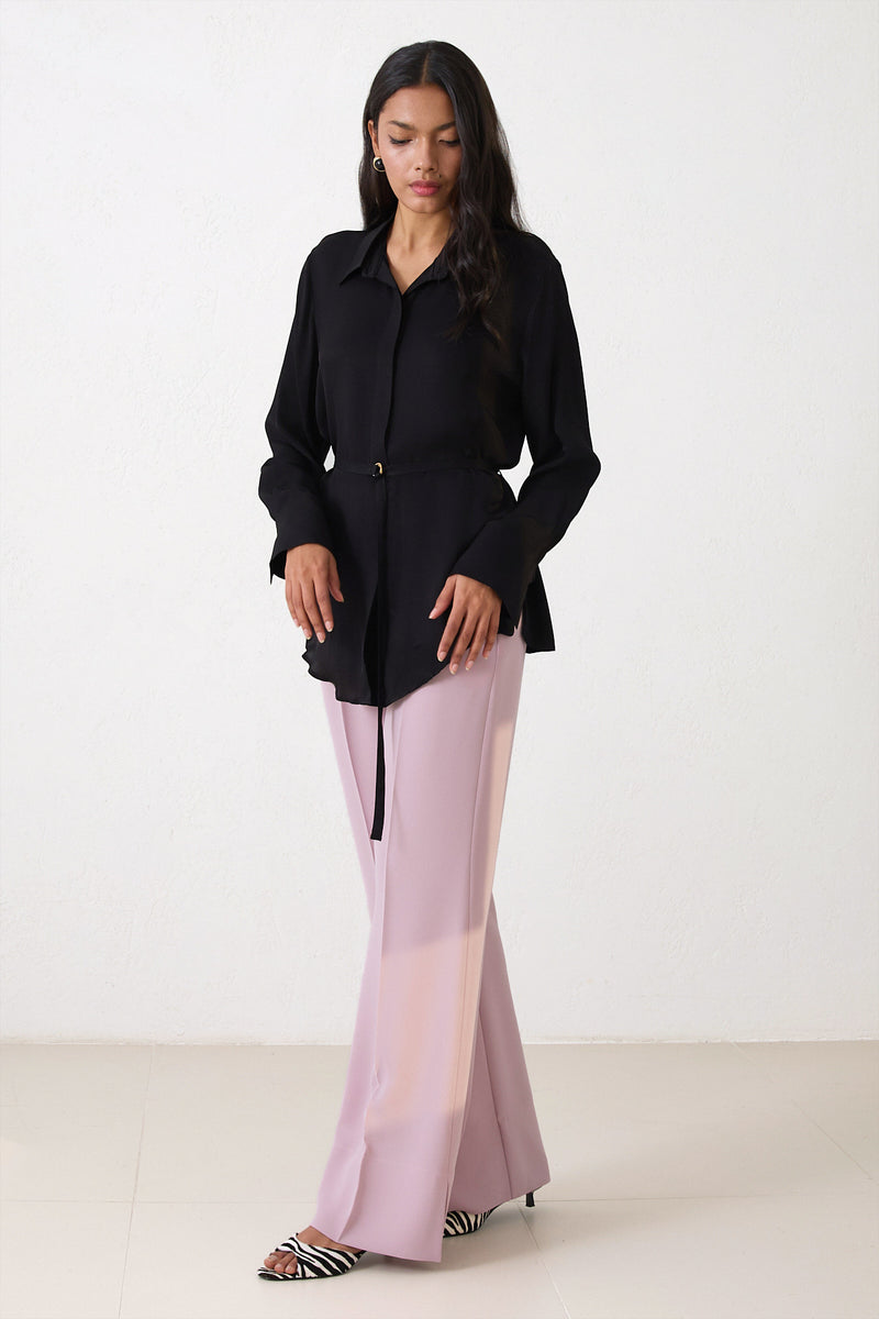 Setre High Waist Trousers With Slit Detail Powder Pink