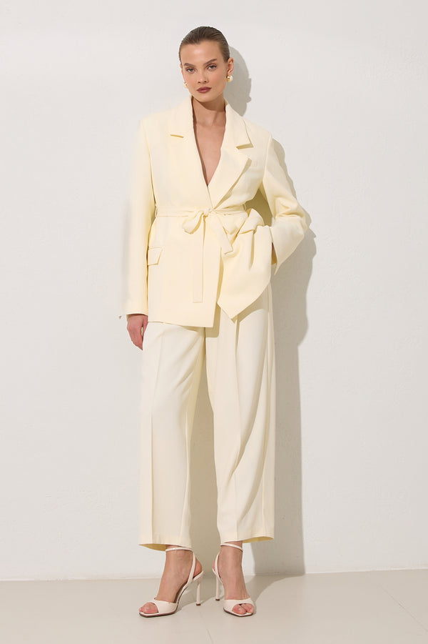Setre Belted Blazer With Trousers Cream