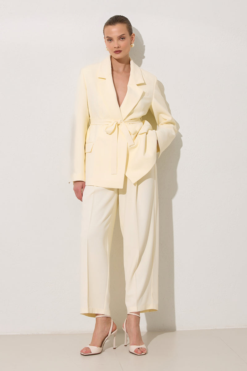Setre Belted Blazer With Trousers Cream