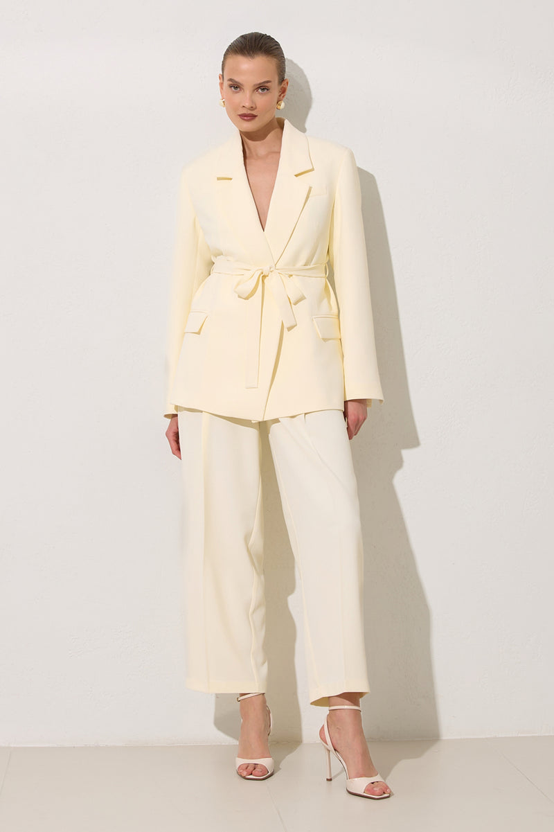 Setre Belted Blazer With Trousers Cream