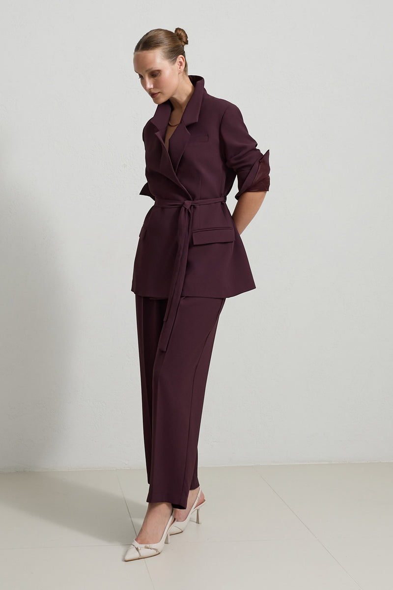 Setre Belted Blazer With Trousers Cherry