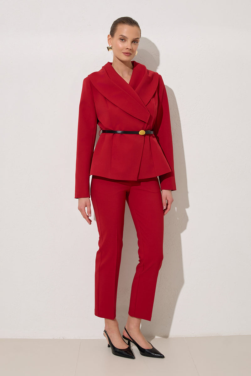 Setre Belt Detailed Blazer With Trousers Red