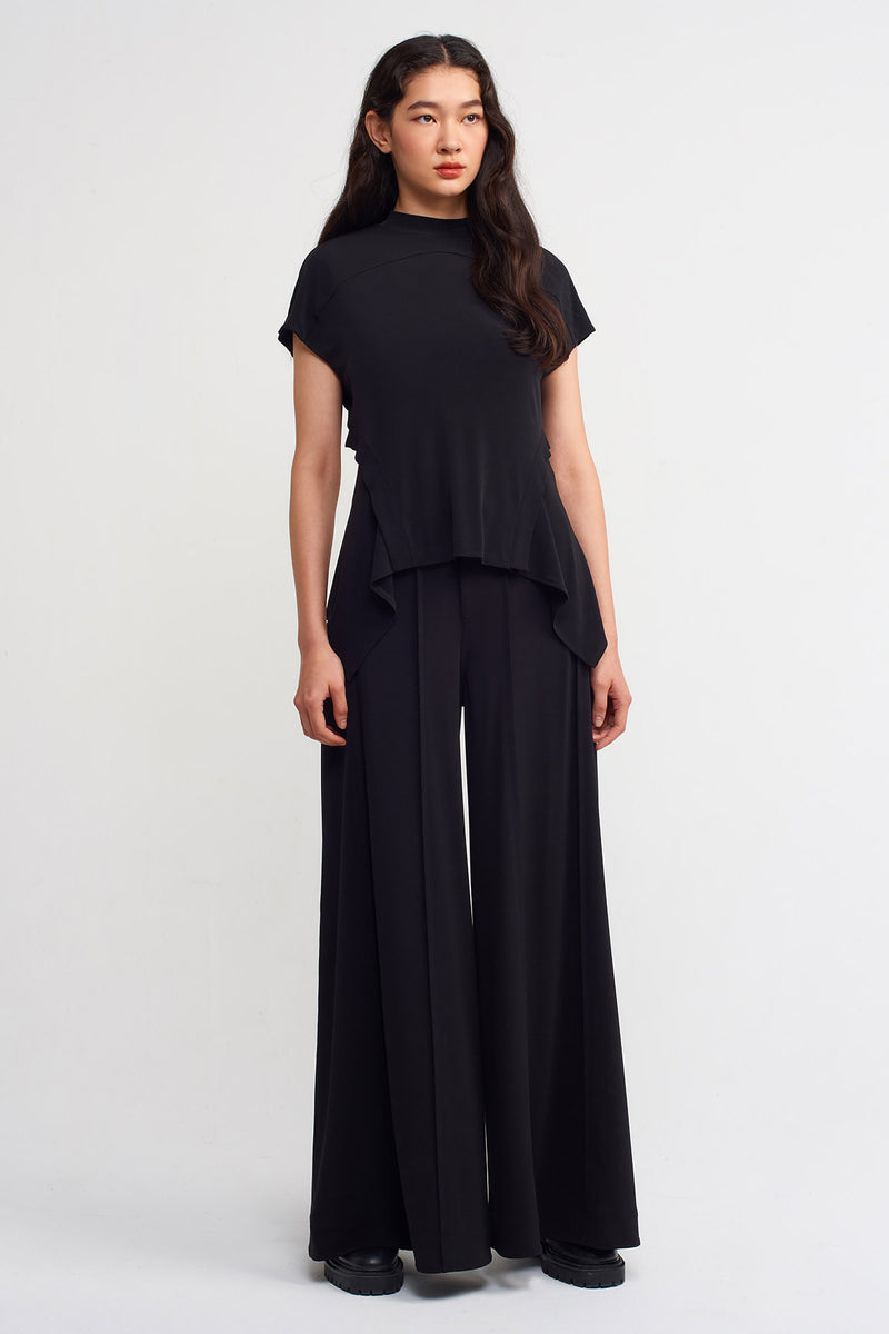NU Solid Asymmetrical Blouse Black
