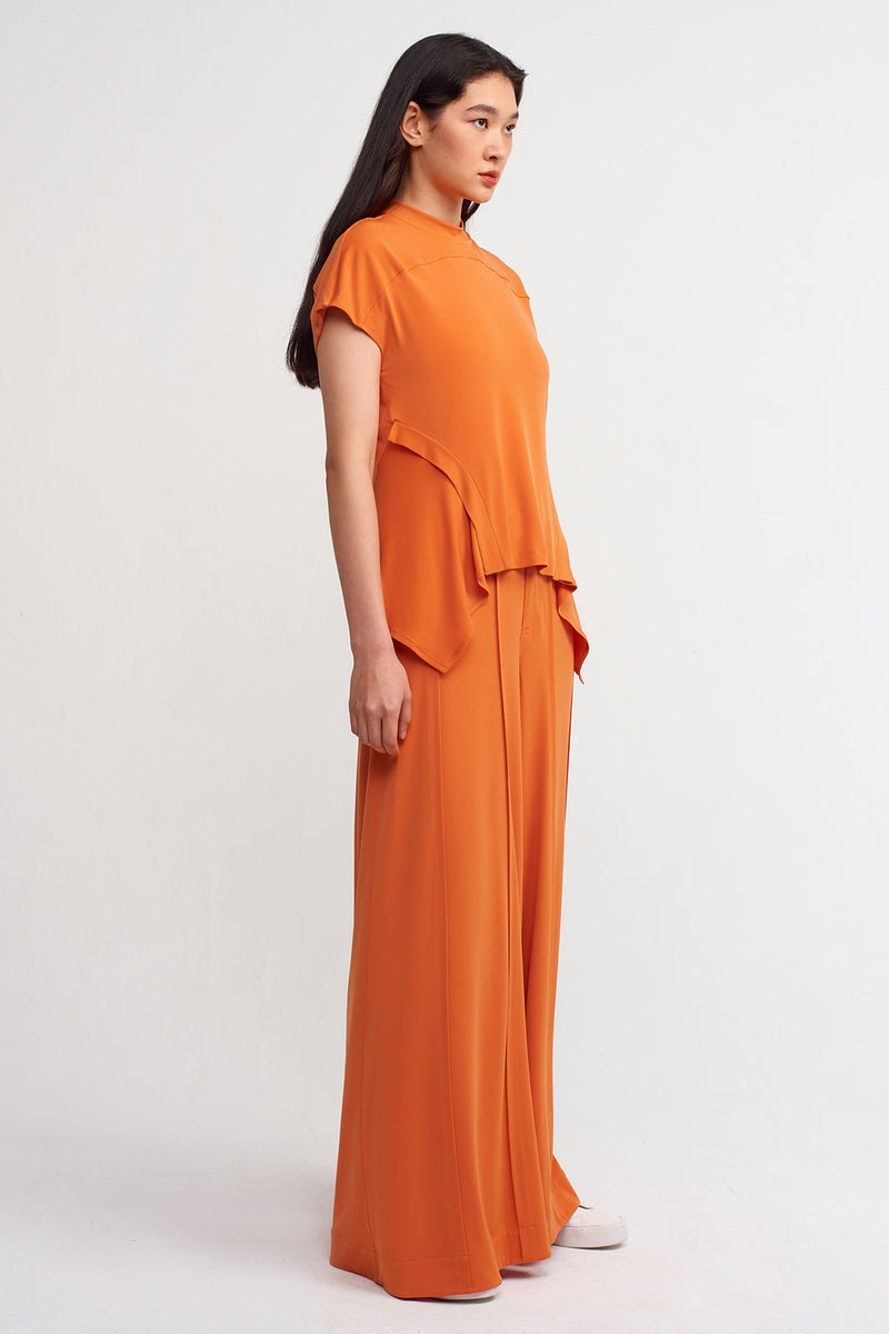 NU Solid Asymmetrical Blouse Amber