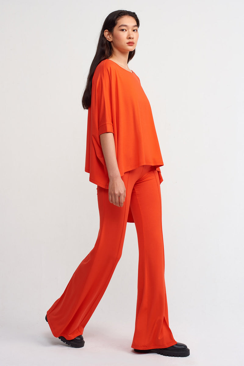 NU Solid Asymmetrical Blouse Orange