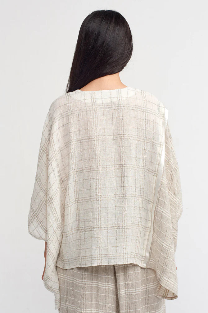 NU Textured Checkered Wide Shirt Light Grey