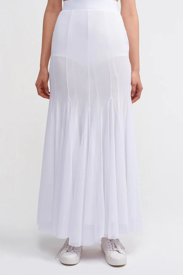NU Solid Tulle Mermaid Skirt Off White