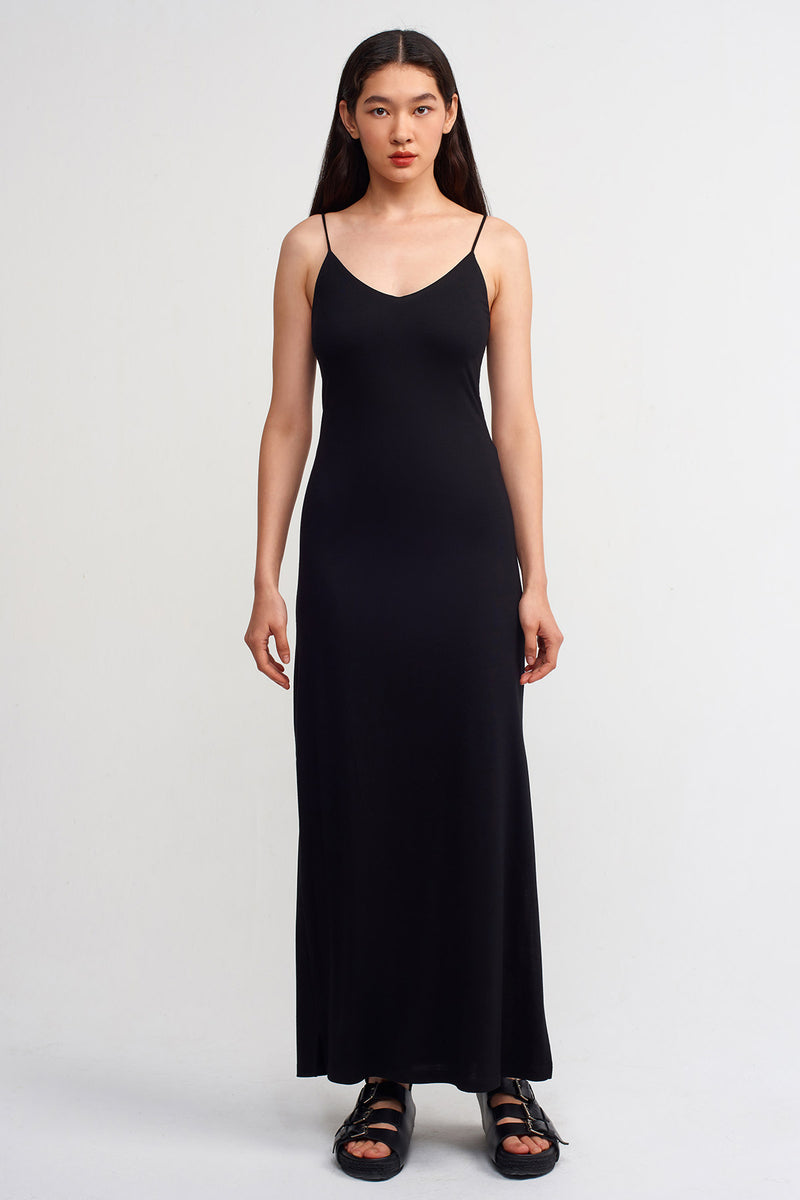 NU Thin Strap Maxi Dress Black