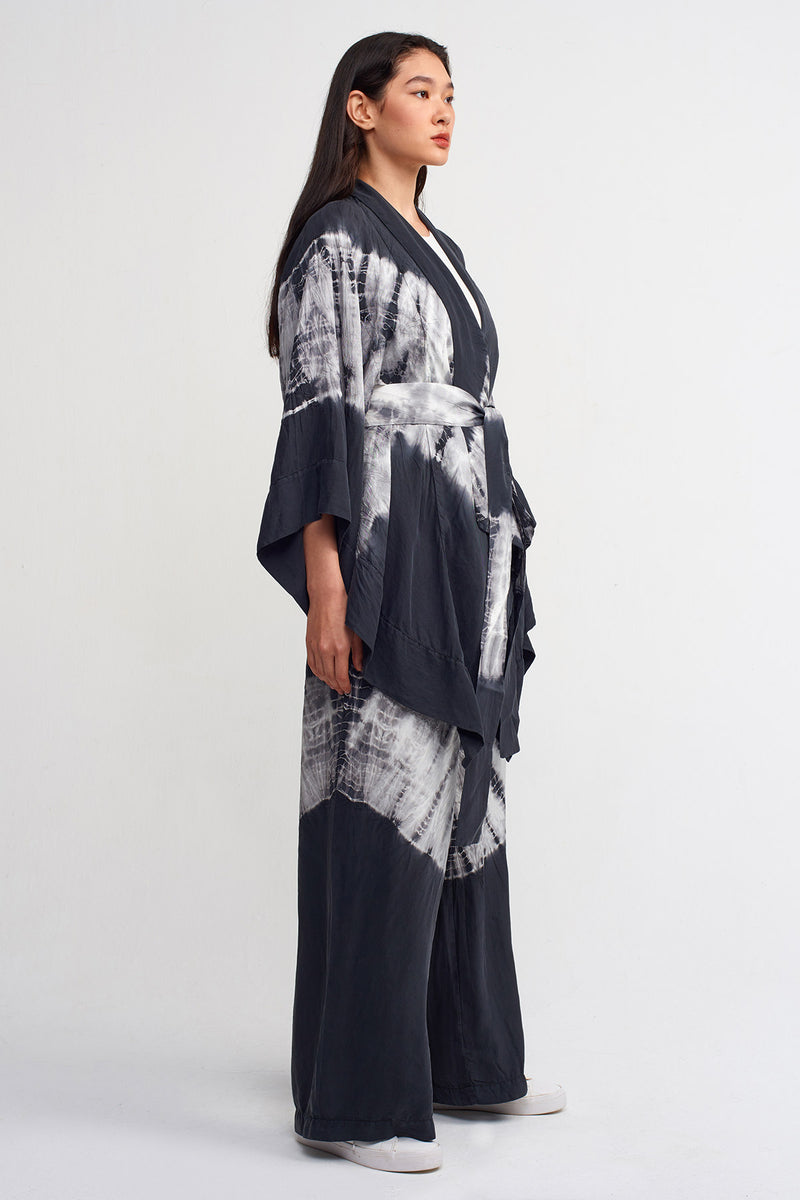 NU Tie Dye Belted Outerwear Black/Offwhite