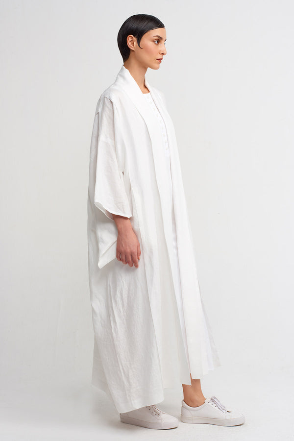 NU Long Linen Kimono Off White
