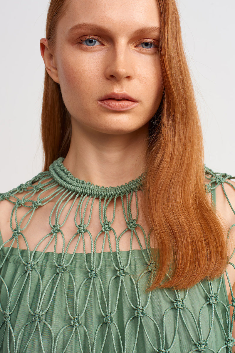 NU Handmade Macramé Collar Green