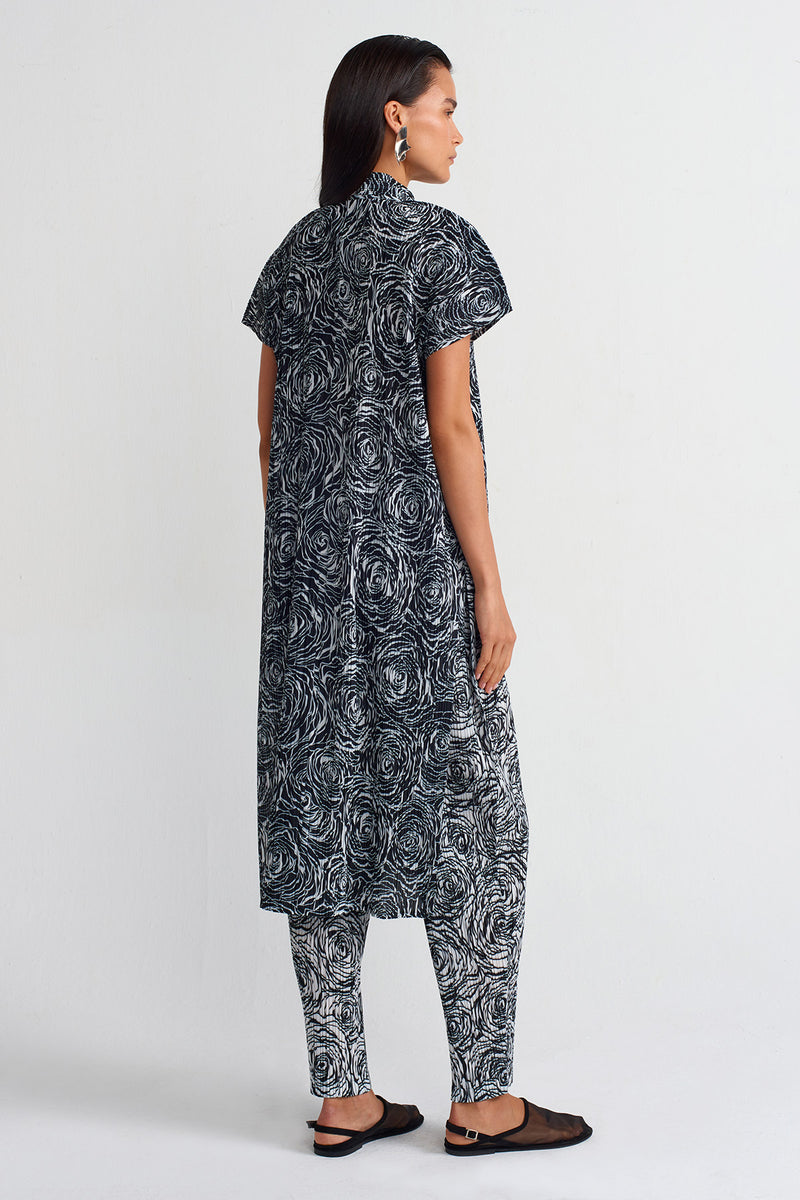 Nu Printed Pleated Long Shirt Multi Color