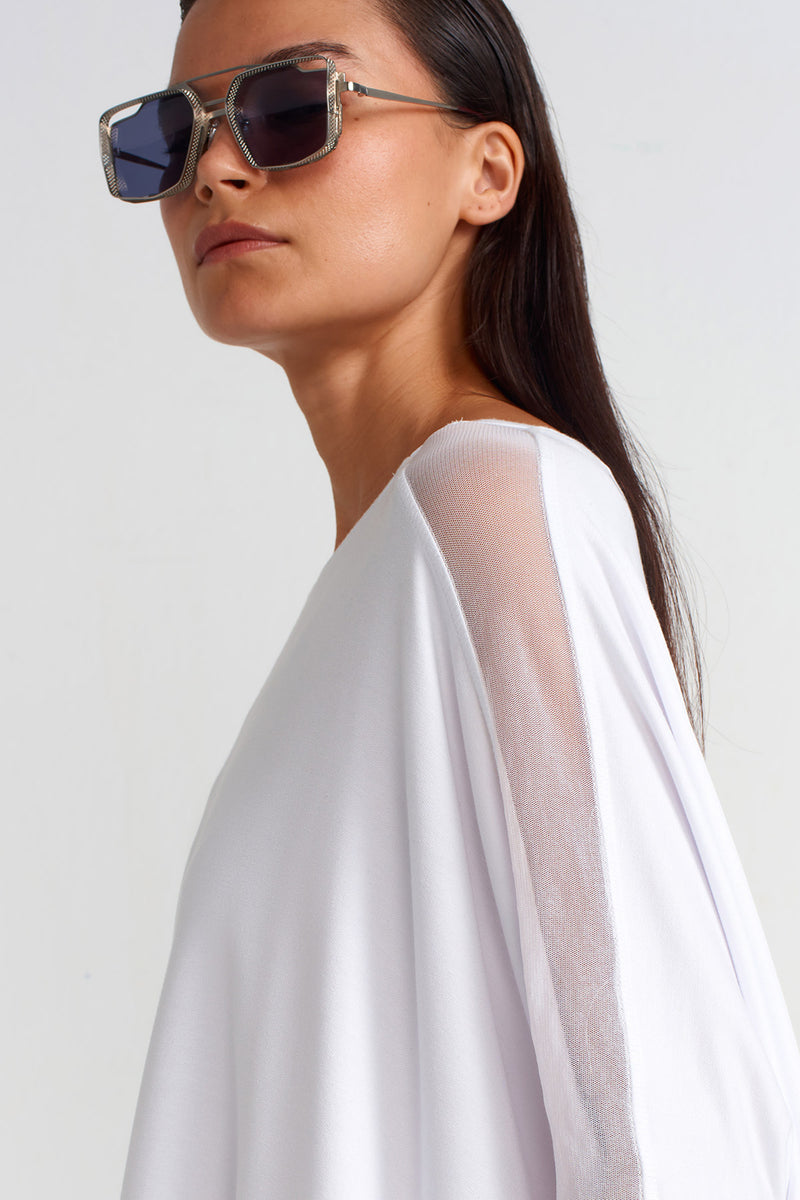 Nu Mesh Detail Pocket Blouse Off White