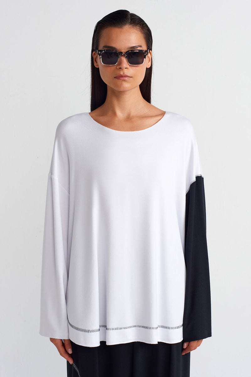 Nu Fabric Block Relaxed Sweatshirt Black-White