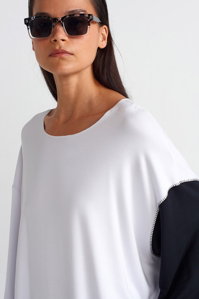 Nu Fabric Block Relaxed Sweatshirt Black-White