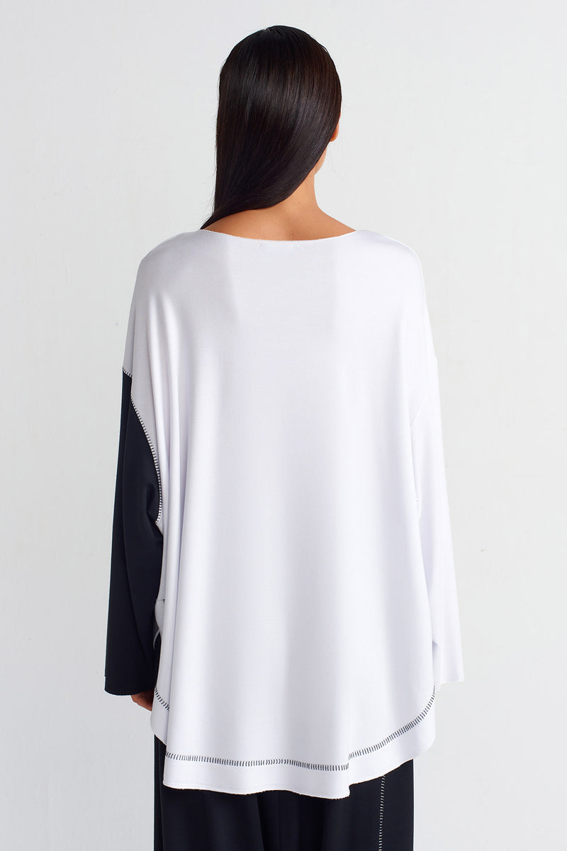 Nu Fabric Block Relaxed Sweatshirt Black-White