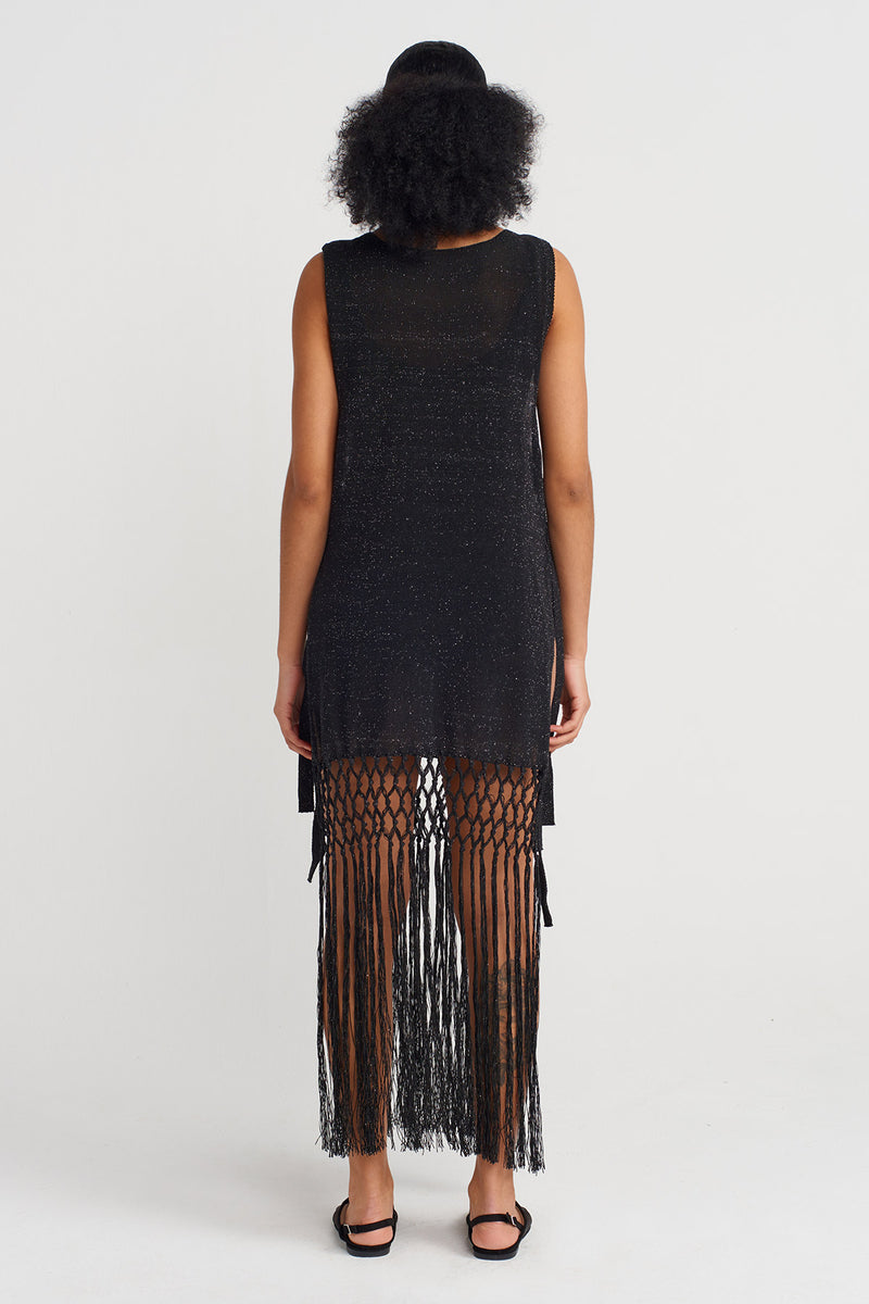 Nu Knit Tunic With Side Ties Black