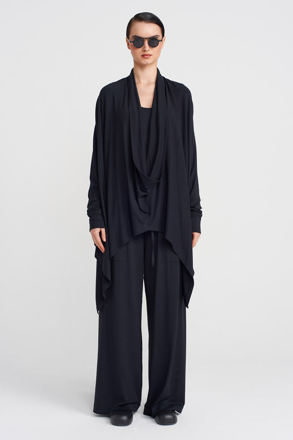 Nu Scarf Collar Blouse Black