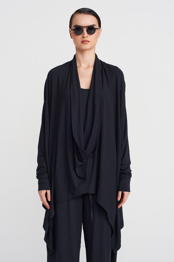 Nu Scarf Collar Blouse Black