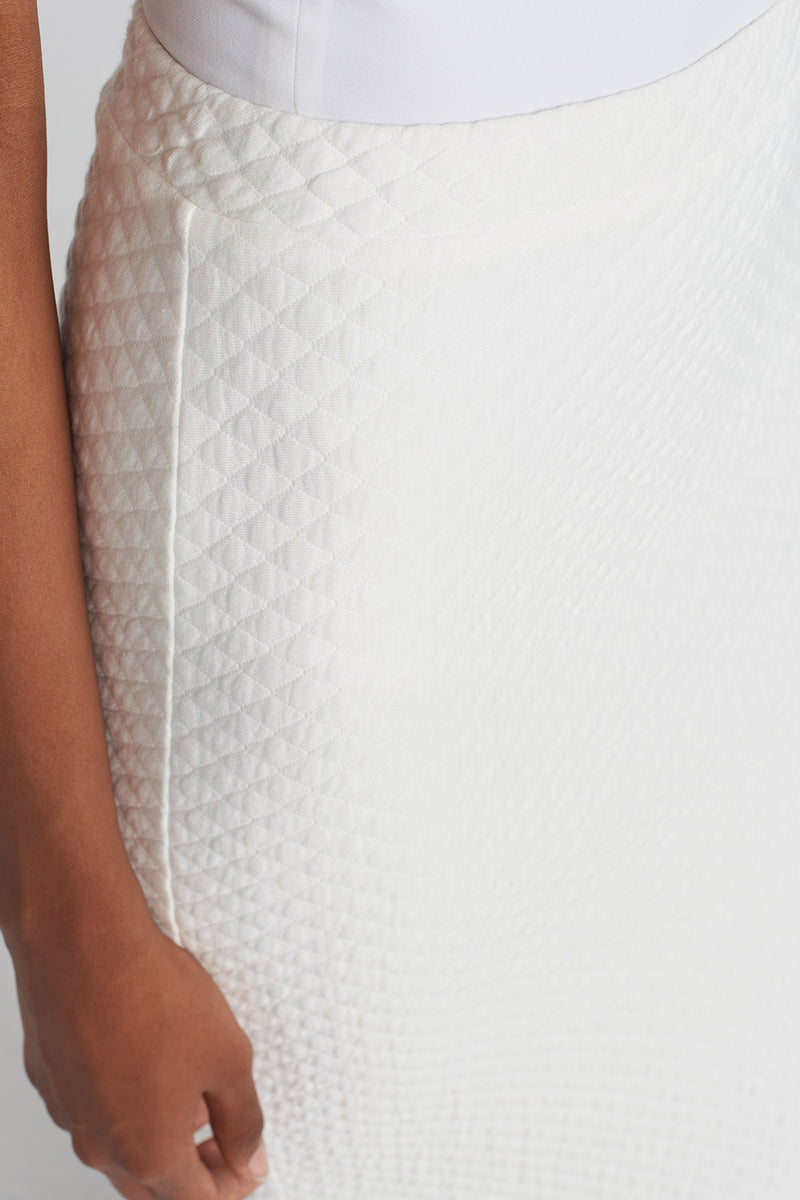 NU Quilted Long Skirt Off White