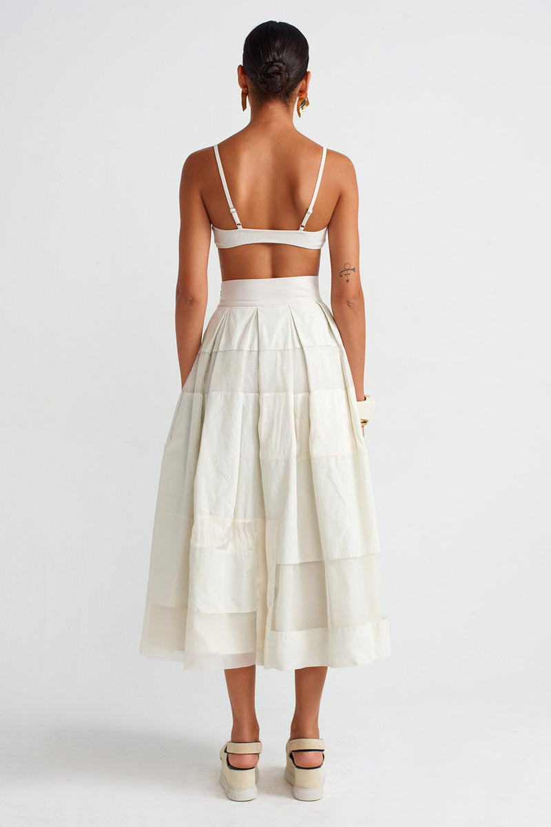 Nu Organza And Taffeta Striped Jersey Skirt Ecru