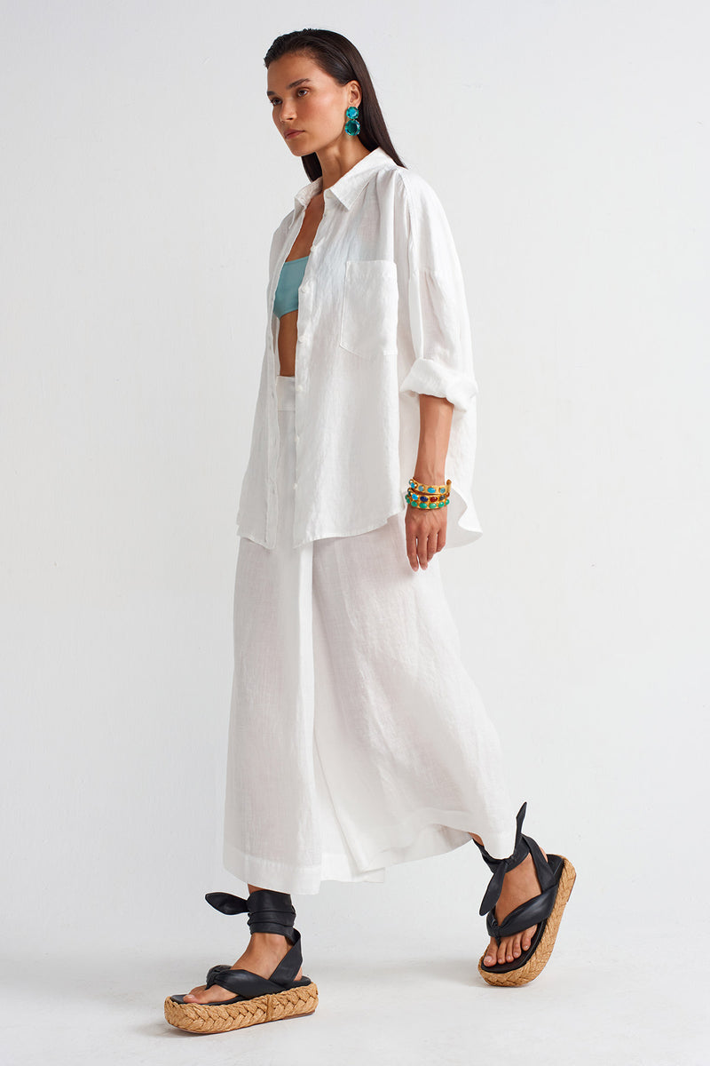 Nu Trousers With Front Overlap Off White