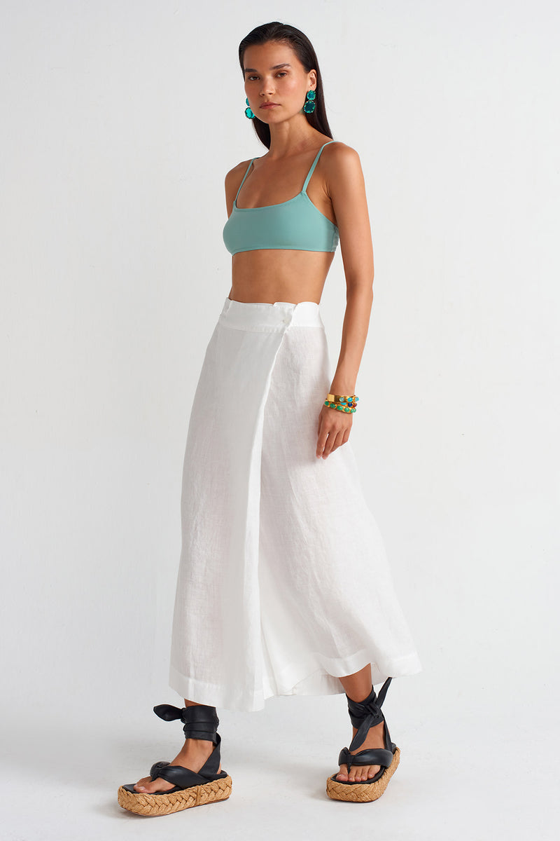 Nu Trousers With Front Overlap Off White