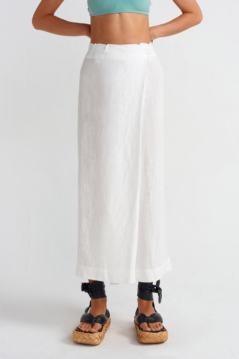 Nu Trousers With Front Overlap Off White