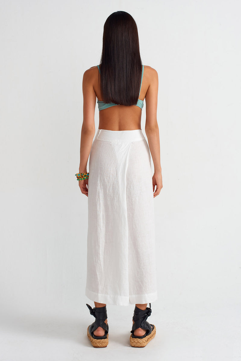 Nu Trousers With Front Overlap Off White