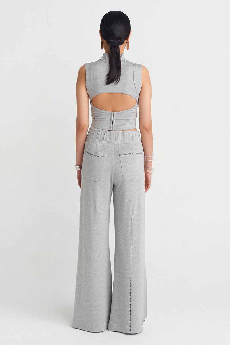 Nu Stitch Detail Cozy Pants Grey Melange