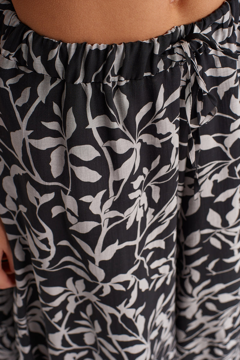Nu Floral Voile Wide-Leg Trousers Black