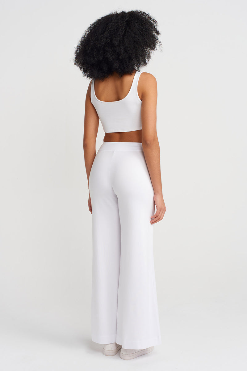 Nu Wide-Leg Palazzo Trousers Off White