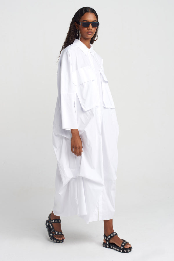 NU Oversize Shirt Dress Off White