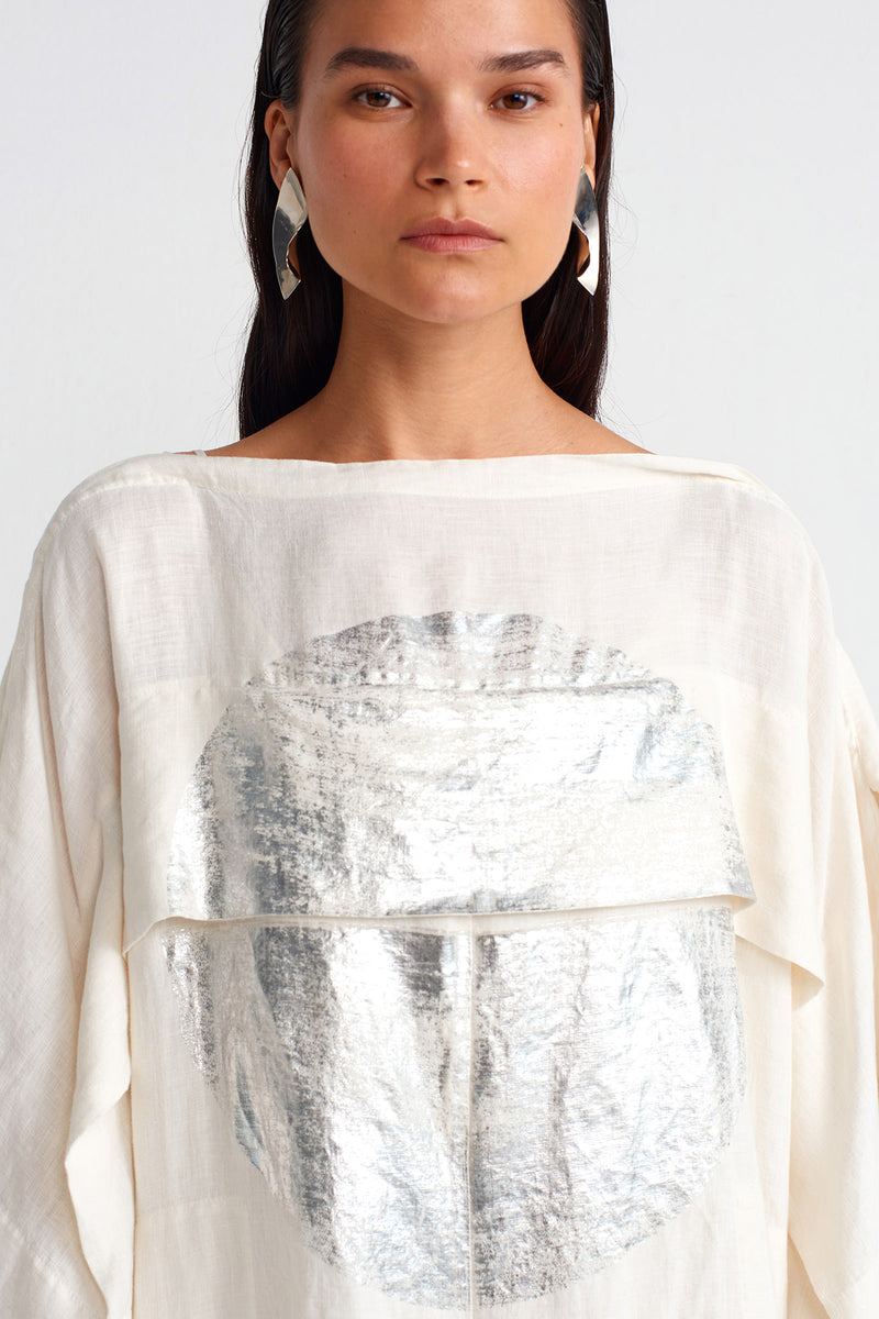 Nu Silver Printed Linen Jumpsuit Ecru