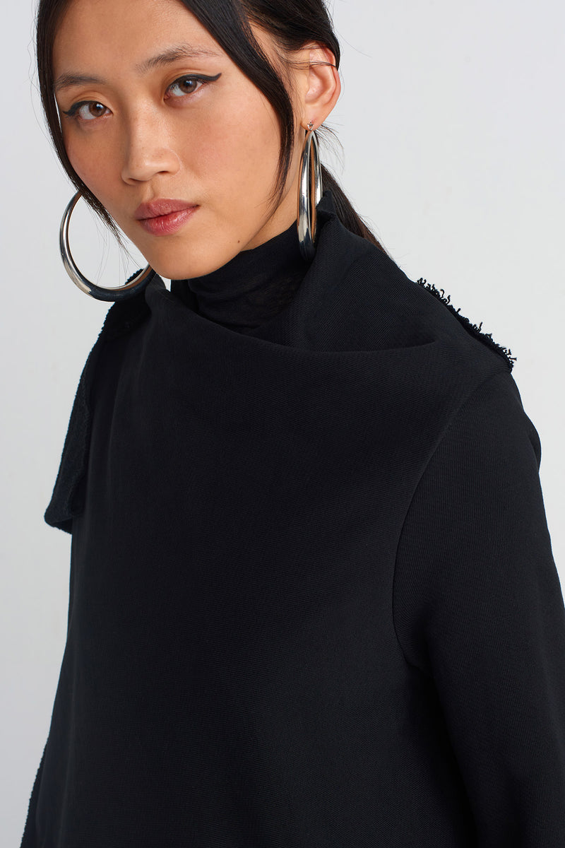 NU Zipper And Bird-Eye Detailed Cardigan Black