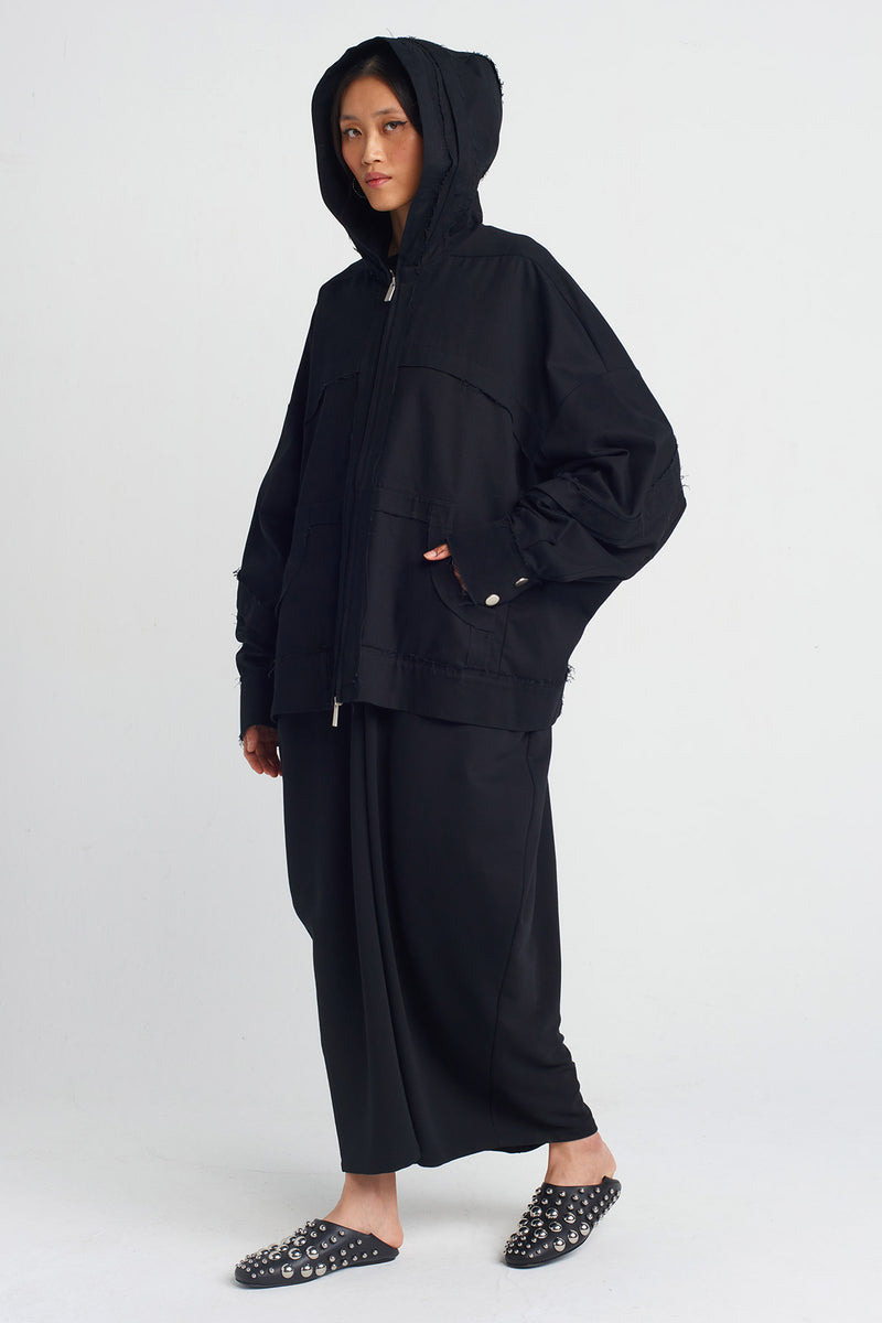 NU Distressed Stitch Denim Jacket Black