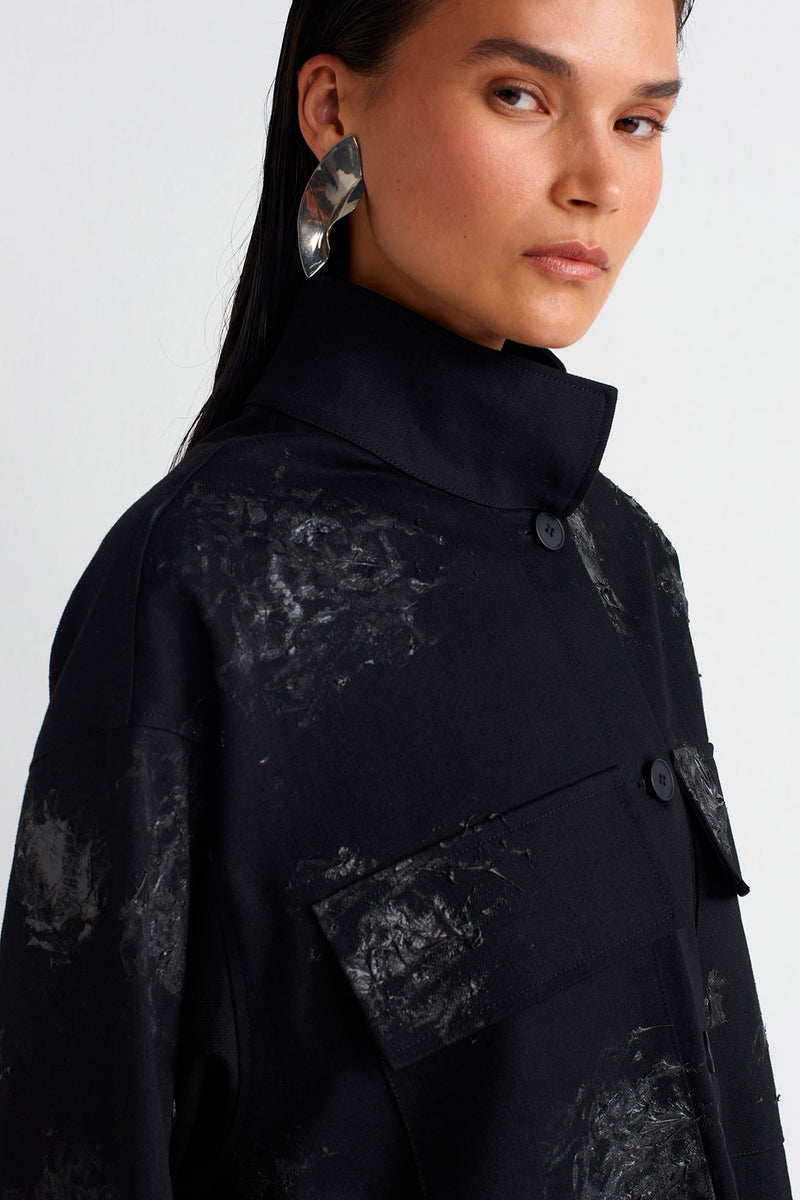 Nu Paint Detail Gabardine Jacket Black