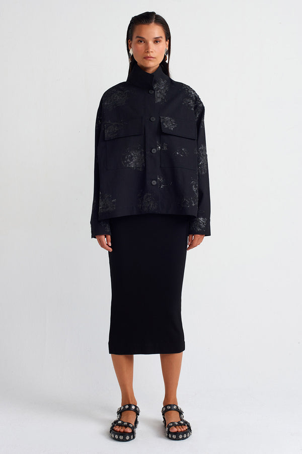 Nu Paint Detail Gabardine Jacket Black