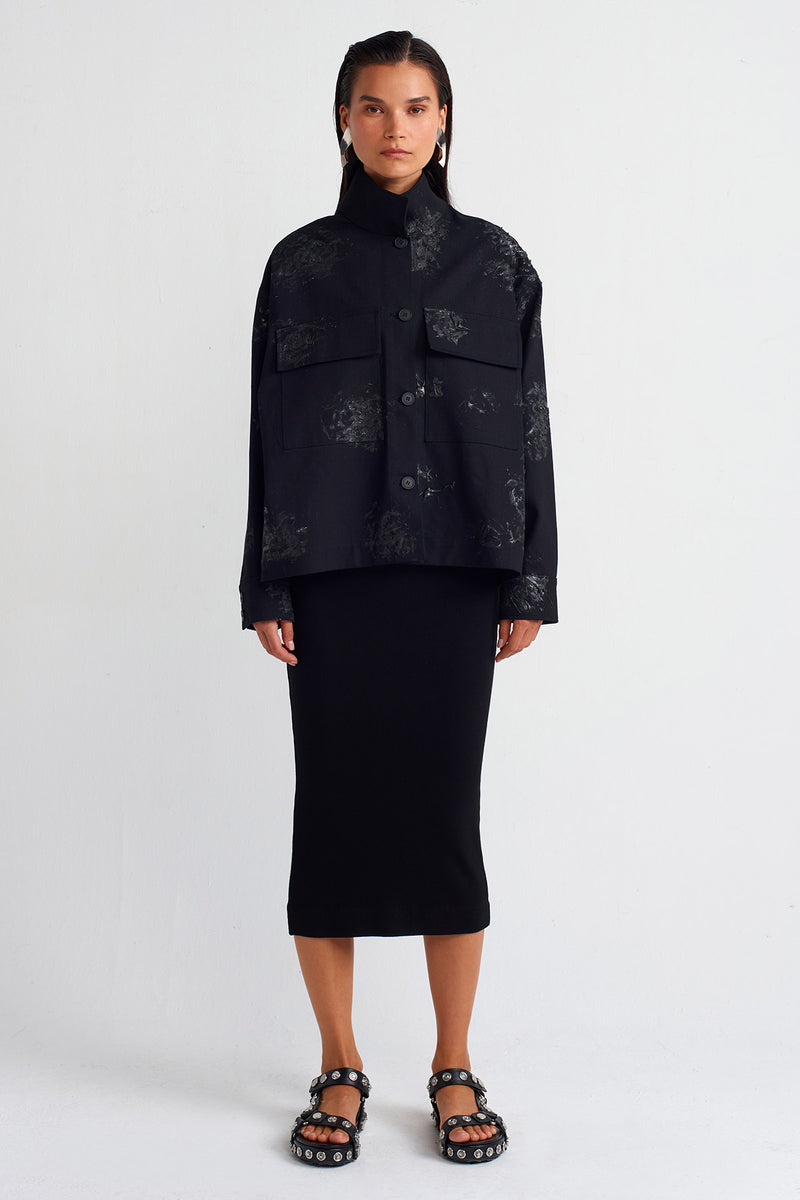 Nu Paint Detail Gabardine Jacket Black