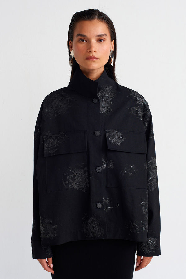 Nu Paint Detail Gabardine Jacket Black