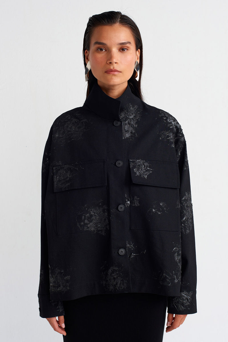 Nu Paint Detail Gabardine Jacket Black