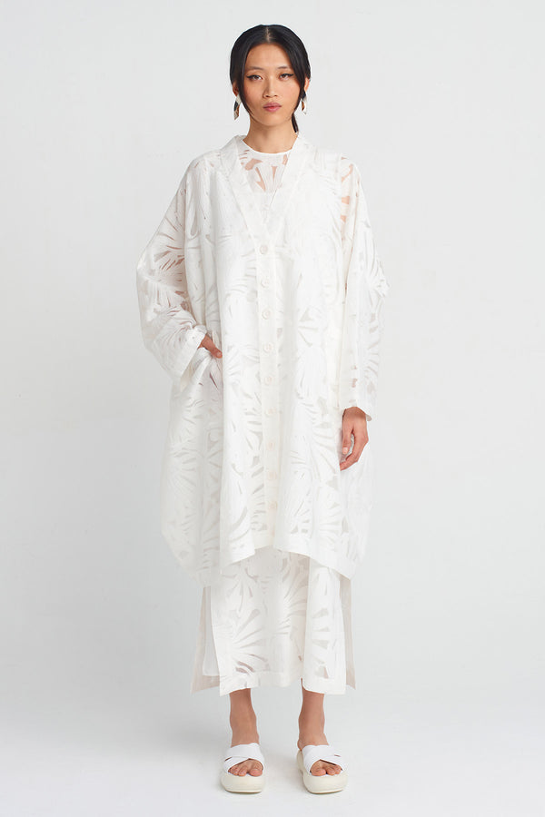 NU Jacquard Pattern Organza Jacket Off White