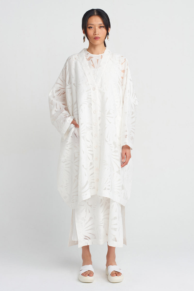 NU Jacquard Pattern Organza Jacket Off White