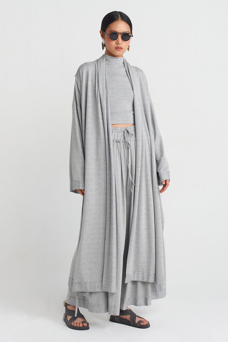 Nu Belted Kimono Grey Melange