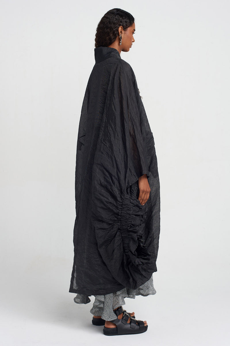 NU Ruffled Sleeve Kimono Jacket Black