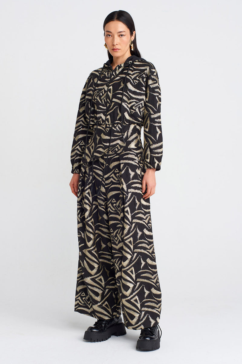 NU Gold Embroidered Short Jacket Black