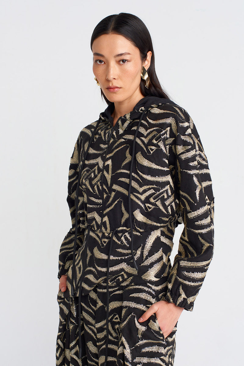 NU Gold Embroidered Short Jacket Black
