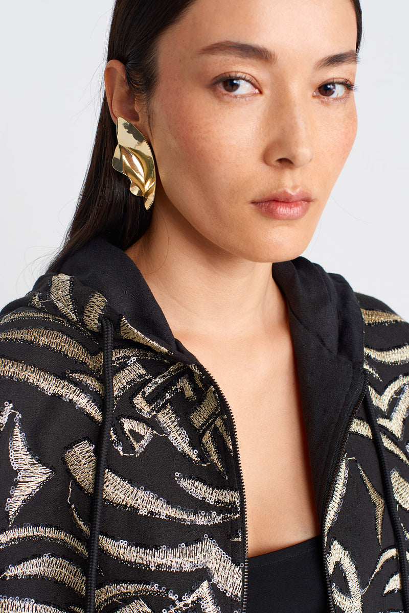 NU Gold Embroidered Short Jacket Black