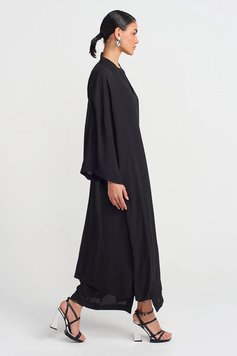 Nu Side Tie Long Kimono Black