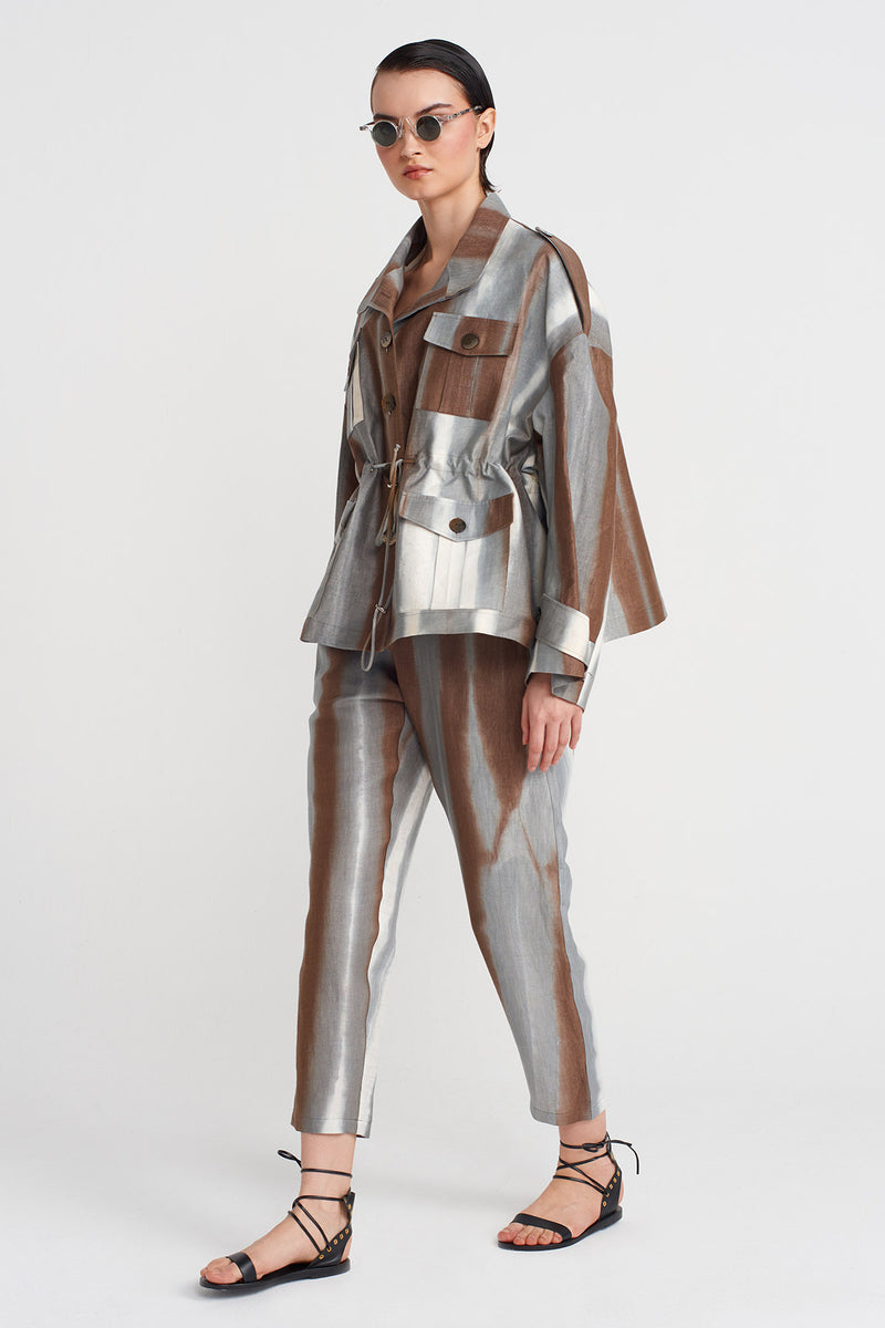 NU Printed Trench Coat Brown/White